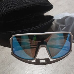 Oakley White Frame Sunglasses with Blue Lenses